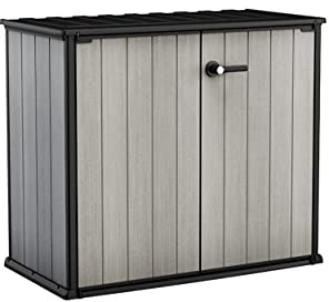Keter Patio Store 4.6 x 4.0 ft. Resin Outdoor Storage Shed with Paintable and Drillable Walls for Customization-Perfect for Yard Tools and Pool Toys, Grey