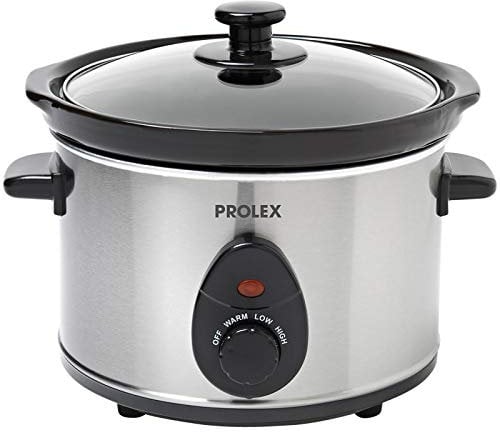 Prolex Slow Cooker 2.5L Removable Ceramic Pot, Stainless Steel