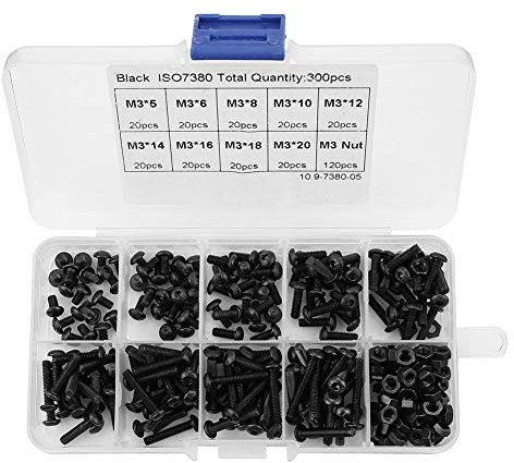 Viti Jadeshay 10.9 Grado testa pulsante esagono incassato Bullone Dado Assortimento Kit M3 300 pezzi