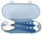 2Pcs Utensilios para bebés Cuchara Tenedor, Alimentación infantil portátil Entrenamiento Tenedor Cuchara Juego de vajilla antideslizante para bebés con estuche de viaje para destetar(Azul)