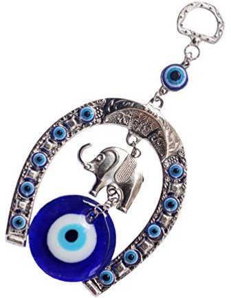 BESPORTBLE Elefante de Ojo Malvado Azul Turco Y Herradura Turca Cuentas de Nazar Adornos para Colgar en La Pared del Coche para Protección Bendición Y Fuerza