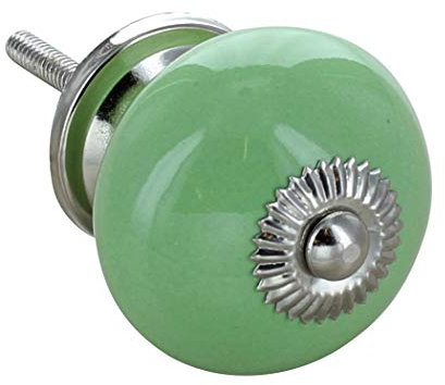 G Decor Solid Colour Ceramic Door Knob Vintage Shabby Chic Cupboard Drawer Pull Handle (Light Green)