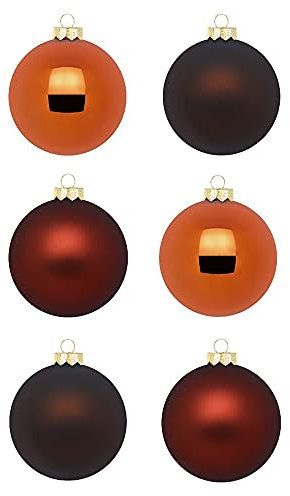 Inge Glas Weihnachtskugeln | Schöne Christbaumkugeln aus Glas | 30 Kugeln in Karton-Box | Christbaumschmuck Weihnachtsbaumschmuck Weihnachtsbaumkugeln (Shiny Chestnut | braun orange)