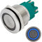 Lumonic Pulsante piatto in acciaio inox diametro 25mm I Con un LED ad anello in blu Dimensioni: Morsetto a vite 250V 3A I Antivandalo secondo standard