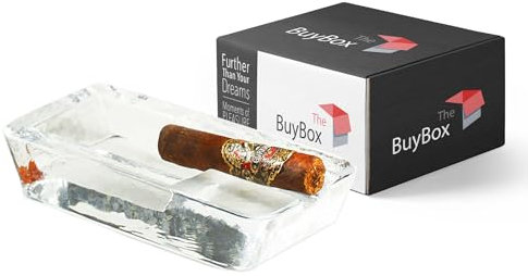 The Buybox Grand cendrier à cigares pour l'extérieur en verre lourd pour terrasse, extérieur, intérieur, décoration d'intérieur, grand cendrier géant de luxe pour l'extérieur
