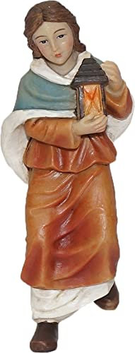 Treppensteigende Magd aus Polyresin, handbemalt. Zu 9 cm Krippenfiguren.