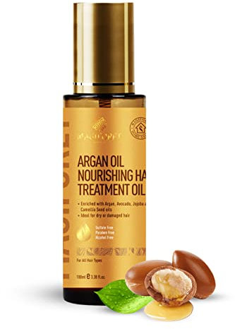 Haarserum, MagiForet Haaröl mit Argan-, Avocado-, Jojoba- und Kamelien-Samenölen für trockenes geschädigtes Haar, Frizz Kontrolle, Glanz, Pflege, Wärme & UV-Schutz