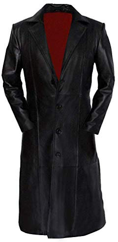 Aksah Fashion Wesley Snipes Blade Trinity Real Leather Cosplay Costumes Jacket Full Length Long Walking Coat for Men