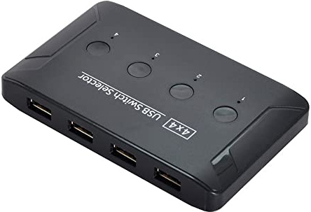NFHK KVM USB 2.0 Switch Selector 4 Port PCs Sharing 4 Geräte für Tastatur Maus Scanner Drucker