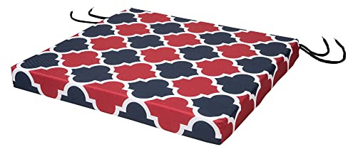 SOFTILLO Patio Chair Cushion with Seat Ties - Indoor and Outdoor Furniture Seating - Water-Resistant Polyester - Kitchen Dining, Lawn & Garden - 50x44x4cm - Marocco Red Blue