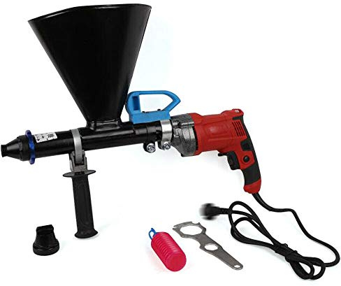 LENJKYYO Pistola de mortero de acero inoxidable, pistola de mortero eléctrica, 700 W, con 2 boquillas para aplicador de azulejos, herramienta de lechada, prensa de mortero, cemento, pistola