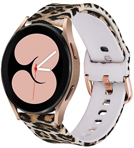 DEALELE Kompatibel mit Samsung Galaxy Watch 7 / FE / 6/6 Classic / 5/5 Pro / 4/4 Classic / 3 41mm / Active 2 / Huawei GT3 / GT2 42mm, 20mm Bedrucktes Silikon Ersatz Armbänder, Leopard
