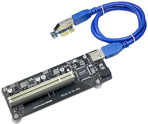PCIe auf PCI Adapterkarte, PCI Express x1 zu PCI Single/Double Konverter, PCI-e Extender Karte mit USB 3.0 Kabel für Desktop-Soundkarte (PCIe auf Single PCI-Steckplatz)