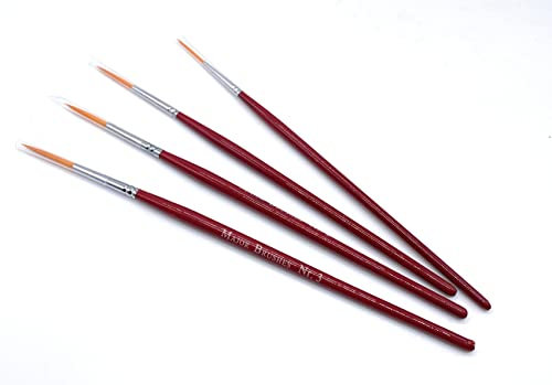 Lexicon Select Rigger Brush Set of 4 Artists Fine Detail Watercolour Paint Brushes Pack in Sizes 0, 1, 2, 3