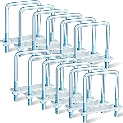 12 Sets Square U Bolt in Zinc M8 x 100 mm Zn Inner Width U Bolts Square Tube Clamps Industrial and Scientific Supplies for Boat Trailer Tube, Pipe, Rectangular Wood, Metal Objects, Silver