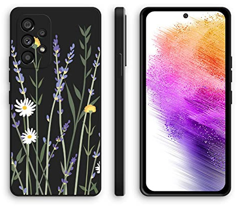 XINYEXIN Silikon Hülle für Samsung Galaxy A52 / A52 5G / A52s 5G mit Süßes Muster Ultra Dünn Gerade Kante Weiches Silikon Handyhülle Stoßfest Schutzhülle - Lavender, Black