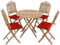 Yolola sitzgruppe Garten sitzgarnitur Garten gartentisch Klappbar mit 4 stühlen Set,gartentisch Bambus,gartenstuhl Bambus,terrassenmöbel wetterfest,sitzgruppe balkon-Rot-40 x 40 x 7 cm