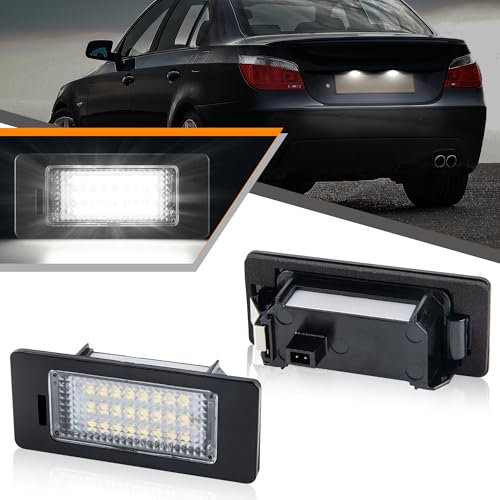 OZ-LAMPE LED Kennzeichenbeleuchtung für B-M-W E82 E88 E90 E91 E92 E93 E39 E60 E61 F07 F10 F11 F18 E84 E25 E70 E71 F15 E1 E2, Kennzeichen mit CAN-Bus,Kennzeichenleuchten LED 2 Stücke, 18* 3528 SMD LED