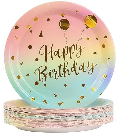 BOKFJBP 50 piatti di carta colorati, 18 cm, piatti di carta per il compleanno dei bambini, piatti di carta usa e getta, piatti per feste di compleanno
