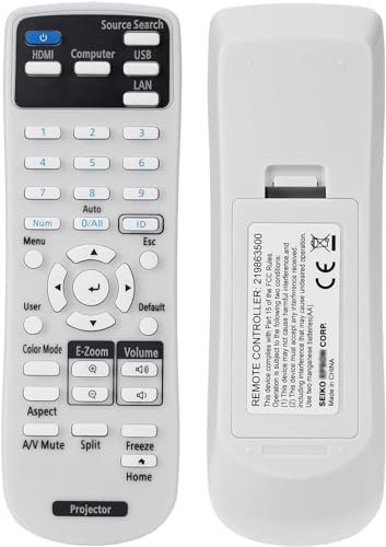 GreenBale Télécommande de Vidéoprojecteur pour Epson EH TW750 TW740 TW710 EB 118 725W 972 992F 1480Fi E10 E20 FH06 FH52 L200W L530U L630U W06 W49 W51 W52 X06 X49 X51 BrightLink 725Wi 735Fi 1485Fi