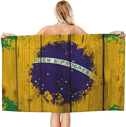 NLWQEKV Übergroßes Strandtuch, Brasilien-Flagge, schnell trocknende, sandfreie Strandtücher für Strand, Pool, Bad, Yoga, Decke