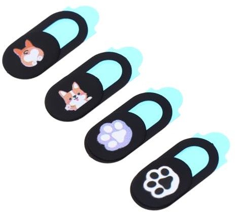 OSALADI 4pcs Peeping Webcam Covers Set Cute Protective Caps for Camera Privacy Material Compatible Laptops Tablets and Mobile Phones Paw Designs