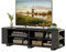 COSTWAY Meuble TV avec 6 Compartiments, Banc TV pour TV Jusqu'à 65 Pouces, 4 Trous de Gestion des Câbles, Étagères Réglables, pour Salon, Chambre, 150 x 39 x 45 cm (Noir)