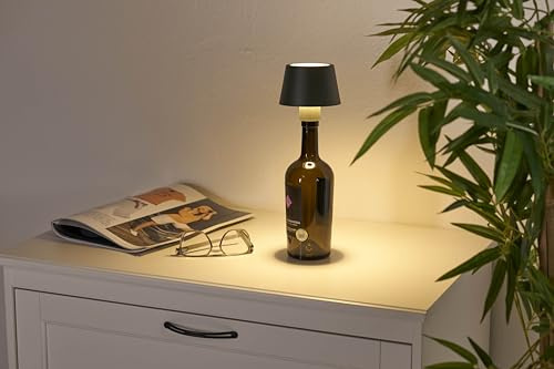 Northpoint LED Tischlampe Akku Flaschenlampe Tischleuchte mit Touchsensor 3000mAh Akku 200lm warmweißes Licht (3000K) stufenlos dimmbar für Innen und Außen olivegrün