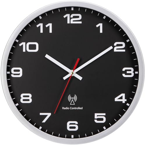 NESIFEE wanduhr Funk funkuhr Wand Schwarze 30cm batteriebetrieben groß Vintage modern Uhr Wand für Küche Schlafzimmer Wohnzimmer Kinder funkwanduhr