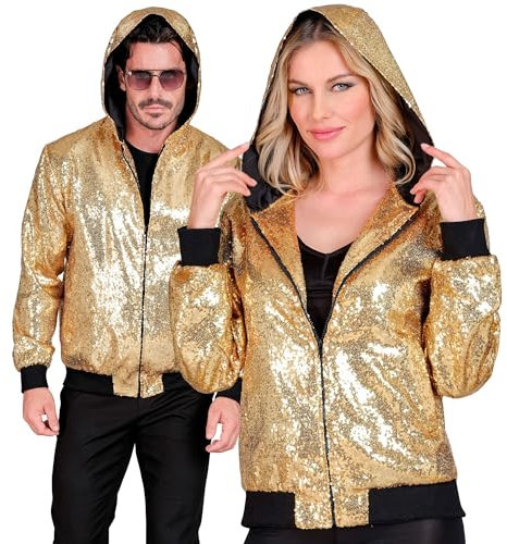 W WIDMANN MILANO Party Fashion - Party Fashion Bomberjacke mit Kapuze, Pailletten Jacke, Party Outfit, Disco