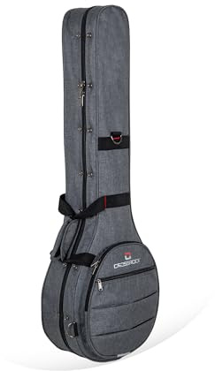 Crossrock Custodia leggera in schiuma per bouzouki greco | Esterno in tessuto Oxford grigio scuro, spallacci rimovibili, tasca porta accessori – Formato compatto e da viaggio