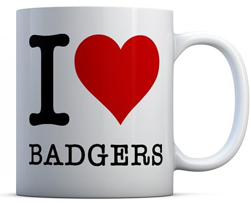 EasyInkPress - I Love Badgers Ceramic Coffee Mug, Love Heart Coffee Cup, Funny Novelty Tea Mug, Favourite Animal Gift, Badgers Lover Ceramic Coffee Cup