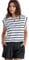 Arkim Tops für Damen Kappenärmel Sommer Basic Tops Casual Lose Passform Shirts Tank Top Damen(Weiß+SchwarzGestreift,L)