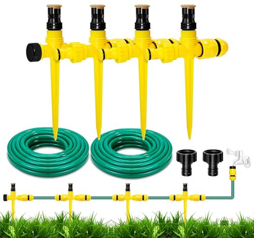 UCINNOVATE Garden Sprinkler, Adjustable 360°Rotation Lawn Sprinkler, Garden Above Ground Sprinkler System Kit, Large Area Coverage, Multipurpose Yard Sprinklers,Garden Lawn Sprinkler with 52.5FT Hose