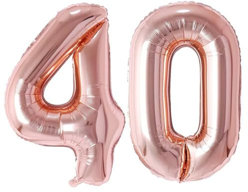Vthoviwa 32 Zoll Luftballon Zahlen 40 Rosegolden, Number Luftballon 40. Geburtstag Foil Ballon, 0123456789,10-19,20-25,30,40,50,60,70,80,90, Folienballon 40 Party Dekoration