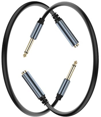 JSADZKJ 6.35mm Mono Audio Cable - 1/4 Inch TS Mono Male to Female Adapter Guitar Cable - Gold Plated - 30CM/0.98FT