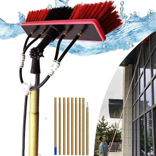 Ddasam Pulizia fotovoltaico kit 6 metri spazzola per pannelli solari spazzolone per pulizia pannelli fotovoltaici Asta per la Pulizia delle finestre, Spazzola Telescopica Alimentata ad Acqua