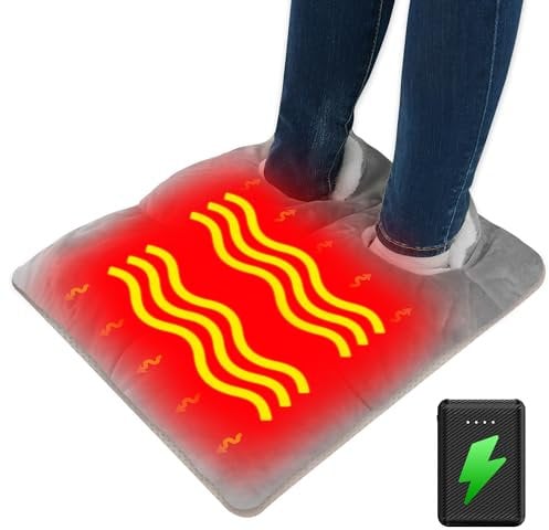 Foot Warmer Battery Operated - Foot Heating Pad for Under Desk and Bed, Men & Women Electric Heated Foot Warmers (Grey)
