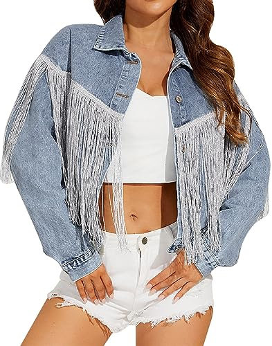 Giacca di Jeans Oversize da Donna. Giacca di Jeans Chiodo Corto