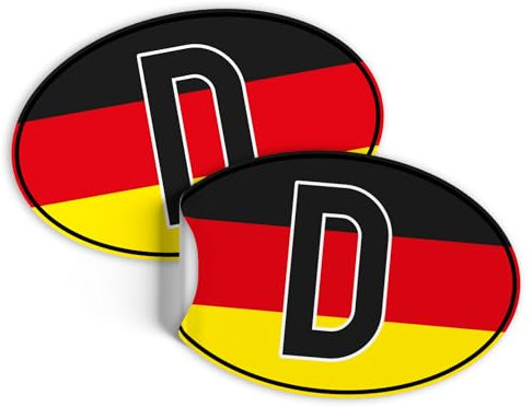 Finest Folia 2er Set Länderkennzeichen Aufkleber 17,5x11,5cm Flagge Kennzeichen Sticker für Auto LKW Wohnmobil Bus wetterfest selbstklebend R227 (Deutschland, Buchstabe)