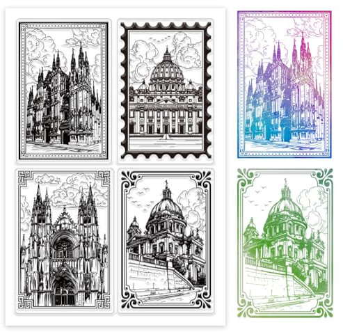 GLOBLELAND Vintage Kirche Transparente Silikonstempel Gebäude Kirchen Klare Stamps Vintage Briefmarken Silikonstempel Für Kartengestaltung DIY Prägung Journaling