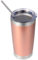 Volhoply 600ml（20oz） Thermobecher mit Deckel und Strohhalm,Doppelwandiger isolierter Reise-Eiskaffeebecher Passend für Tassenhalter,Pulverbeschichtete Becher für heiße und kalte Getränke,(Roségold,1)