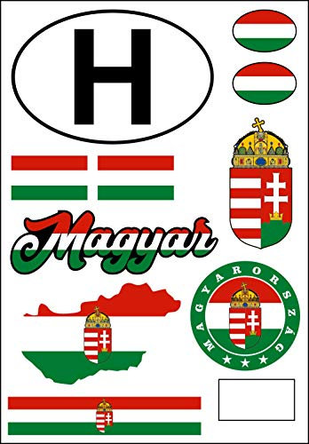Daged Ungarn Aufkleber Karte 10 Stück Stickerbogen - PKW Auto Motorrad Biker Flagge Fahne AK