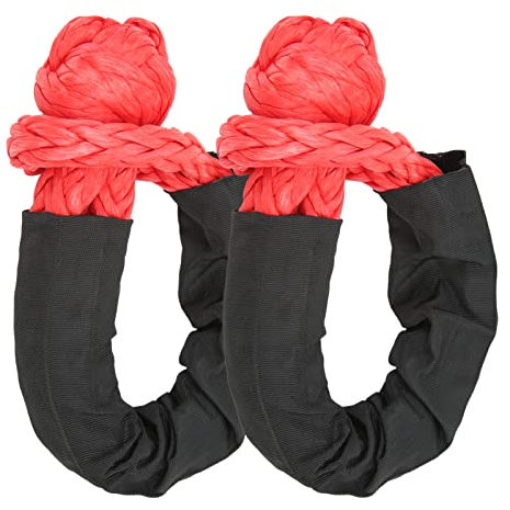 2 Stück Recovery Soft Schäkel 35 Tonnen Bruchfestigkeit Leichter Seilschäkel LKW Große SUVs Offroad-Fahrzeug (Rot)