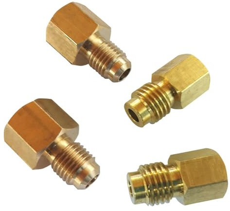 Monozoz Racor Adaptador de latón R134A,4 Piezas de Tanque de refrigerante a Adaptador de Montaje R134A | Adaptador de Tanque R134A Macho SAE de 1/4 para de refrigerante de Aire Acondicionado