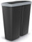 Monzana® Mülleimer Küche 50L 2 Fächer mit Deckel Druckknopf Abfalleimer Büro Papierkorb Biomüll Gelber Sack Mülltrennsystem Recycling Schwarz Grau