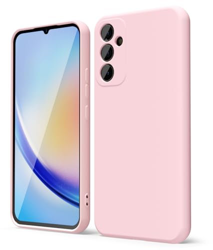 oakxco Coque Silicone pour Samsung Galaxy A34 5G, Étui Ultra Fine Souple Gel Caoutchouc Anti-Chocs Housse Toucher Soyeux, Slim Esthétique Protection Cover, Rosa