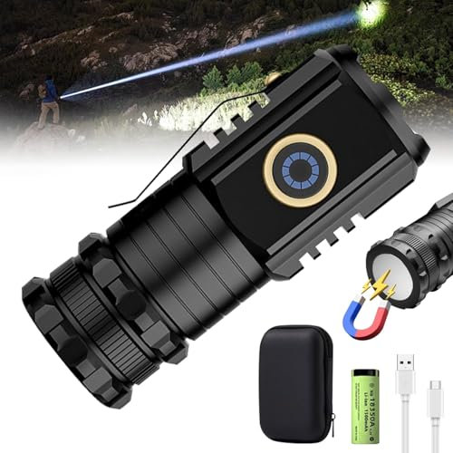 WRQIOO Magno-Light Taschenlampe, Magno-Light Flashlight USB, 5 Lichtmodi Kleine Torch Magnetische, Mini Taschenlampe LED Aufladbar, Extrem Hell USB Aufladbar mit Clip für Camping, Outdoor, Wandern