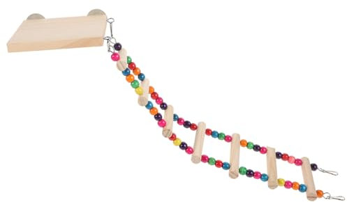 WOONEKY Papageien Kletterleiter Mit Plattform Und Bunten Treppen Handgemachtes Vogelspielzeug Für Wellensittiche Und Kleine Papageien Für Vogelkäfige Und Spielplätze