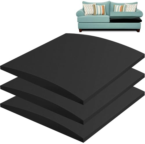Winmist Glimpse Sofakissenstütze für durchhängende Sitze, 50 x 50 cm, Couchkissen, hochdichter Schaumstoff-Ersatz für durchhängende Sitze, Schwarz, 3 Stück